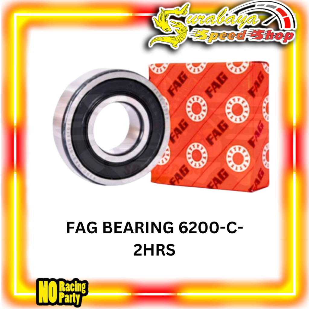FAG Bearing Tipe 6200-C-2HRS Deep Grove Ball Bearing Bantalan Diameter Dalam 9.5mm Luar 30mm Tebal 9