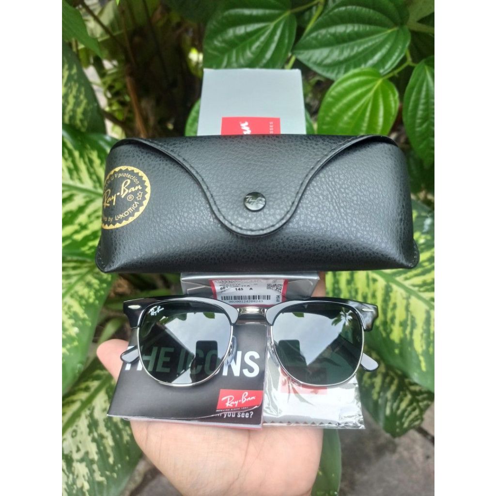 KACAMATA RAYBAN CLUBMASTER RB3016 SILVER BLACK ORIGINAL