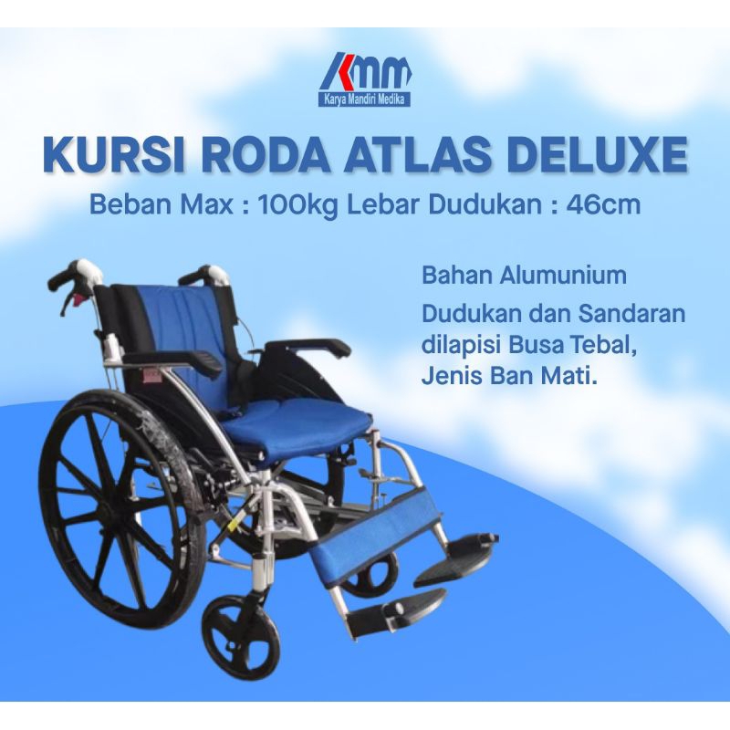 Kursi Roda Avico Atlas Deluxe ( Alumunium ) Menggunakan Ban Mati