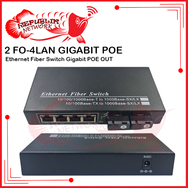 Media Converter Ethernet Fiber Switch FO 2 SC 4 LAN POE Gigabit Switch