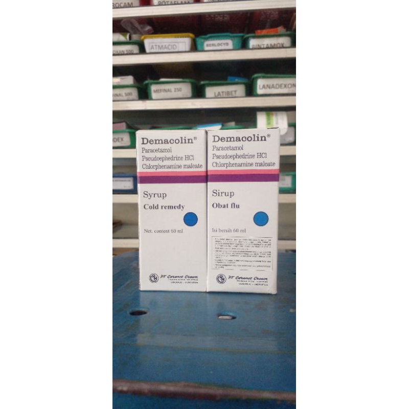 DEMACOLIN SYR/ PARACETAMOL, PSEUDOEPHEDRINE HCL, CTM/ OBAT FLU DAN DEMAM DEWASA & ANAK