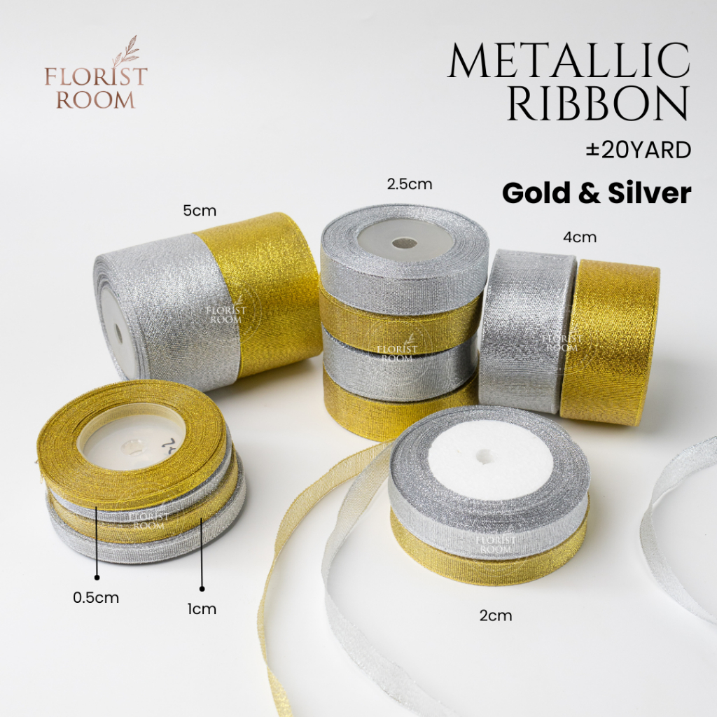 

Pita Permukaan Kasar Gold/Silver - Ribbon - Kado - hadiah - Craft