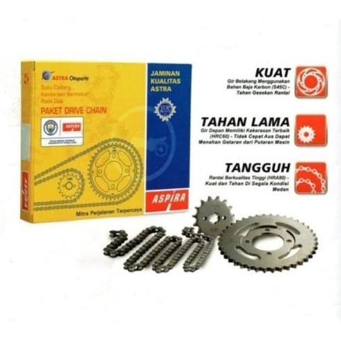 GEAR SET DEPAN BELAKANG PLUS RANTAI ASPIRA KWW MOTOR REVO ABSOLUTE BLADE ORI NEW