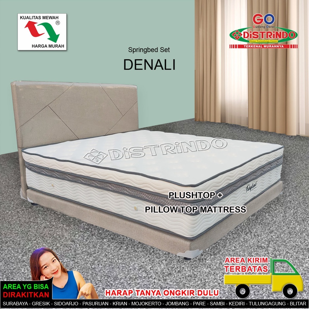 DISTRINDO Springbed set Double Pillow Top / Springbed Fullset Divan + Sandaran