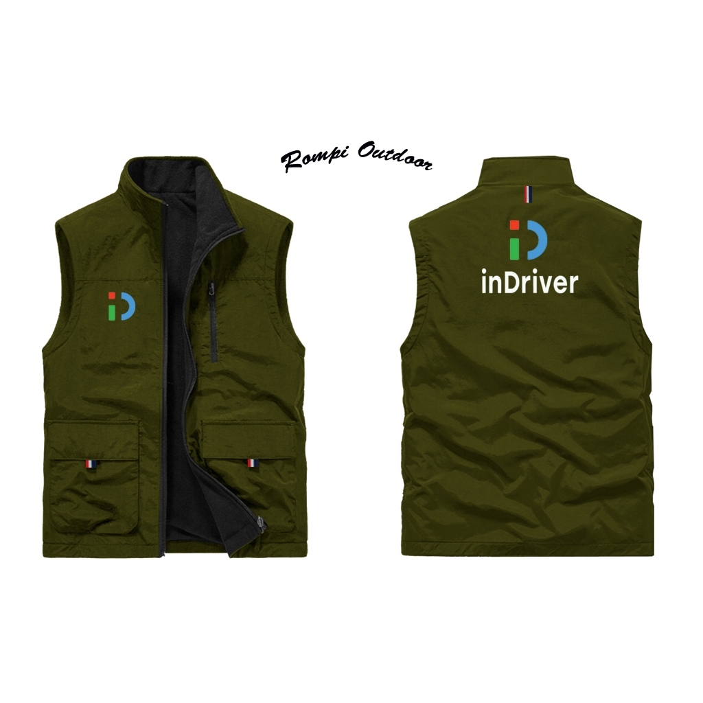 Jaket Rompi Pria Pengendara Motor Terbaru 2024 Rompi Hiking Pria InDriver Store Jaket InDriver Rompi