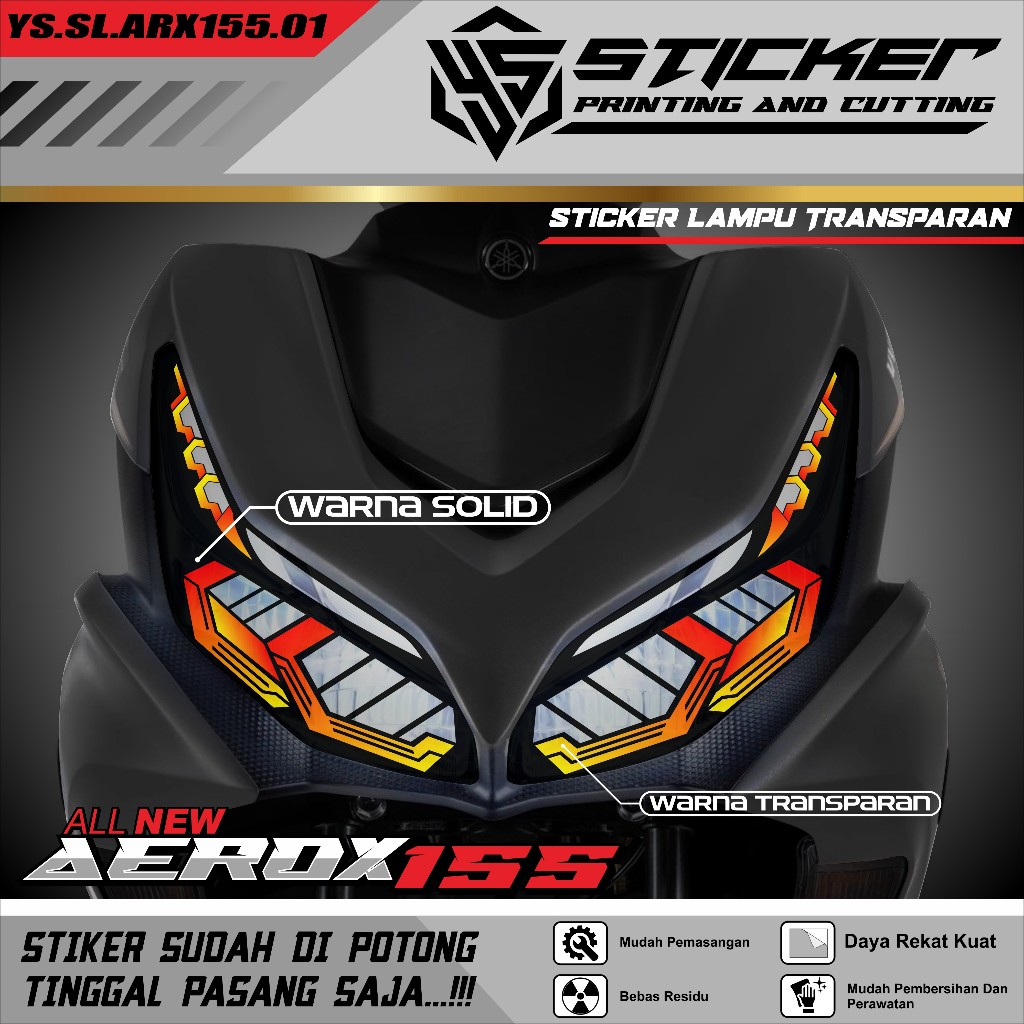 STIKER Alis lampu AEROX 155 NEW - variasi lampu keren terbaru stiker custom alis AEROX 155 NEW.YS- 0