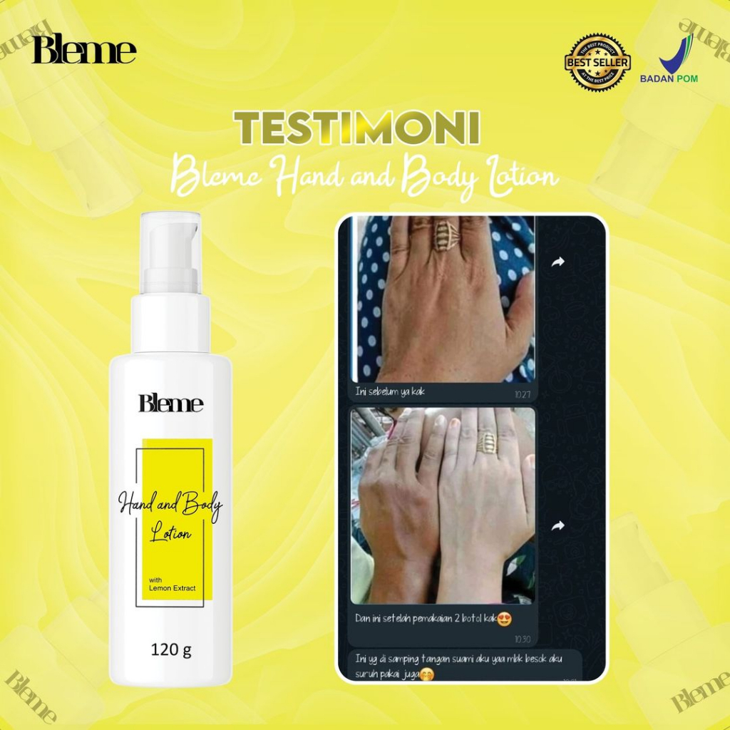Bleme Hand Body Lotion Original Pemutih Kulit Meratakan Warna Kulit Pencegah Penuaan Dini