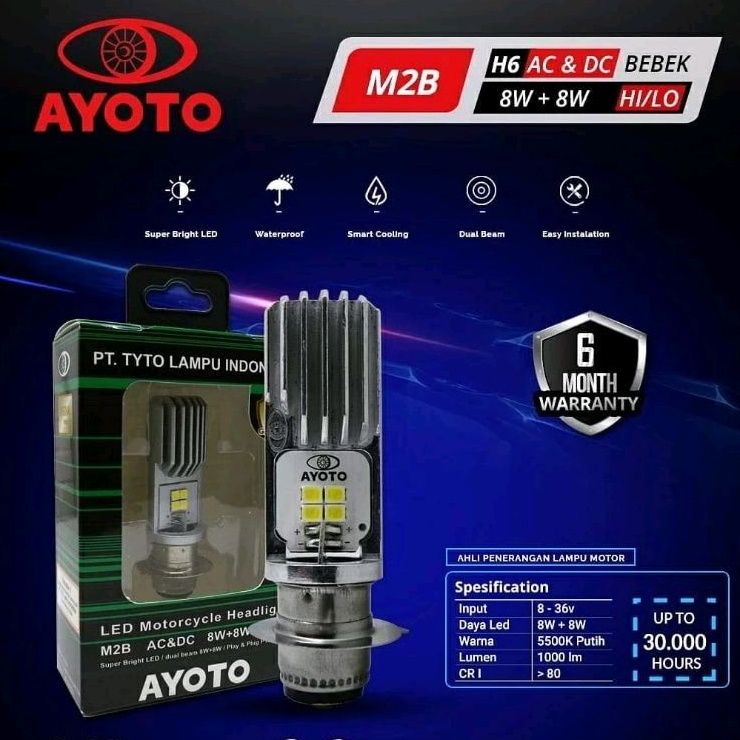 ( 100% ORI) Lampu Depan LED AYOTO Motor Bebek Matic AC DC Tinggal Pasang Beat Vario Mio Jupiter DLL