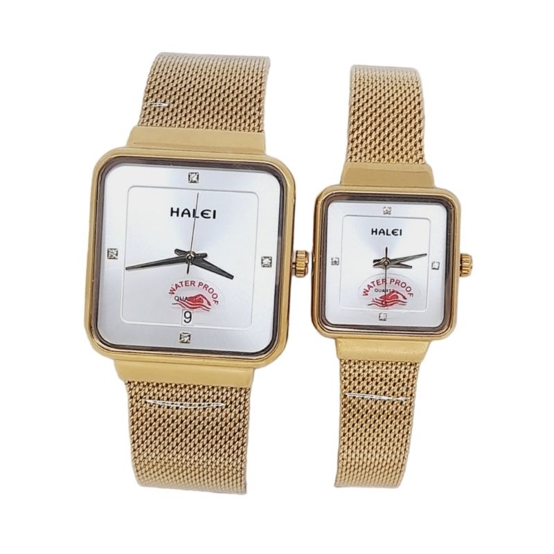 Halei 8306 Jam Tangan Pria Wanita Analog Rantai Pasir Jam Tangan  Pasangan