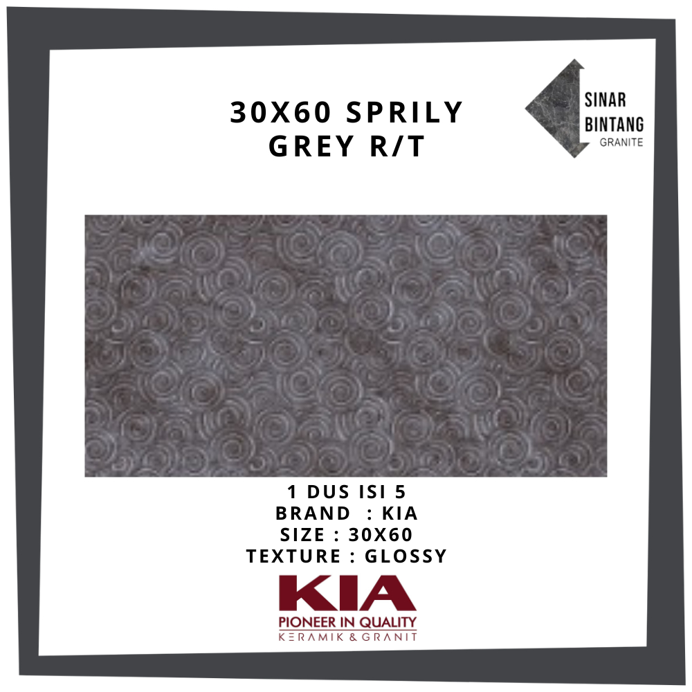 Keramik Dinding | Keramik Cutting 30X60 Sprily Grey  KIA