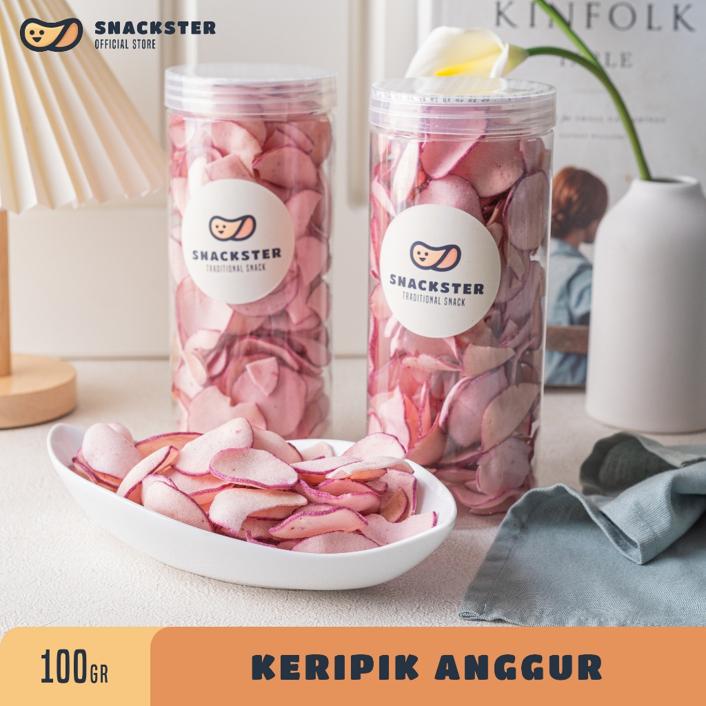 

SNACKSTER Keripik Buah Grape Kerupuk Manis Premium Toples 100 gr