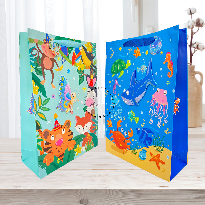 

Paper Bag 3D Animal Circus Glitter / Goodie Bag / Tas Kado Ulang Tahun Anak