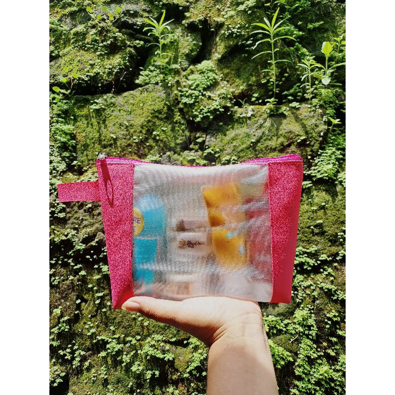 Dompet Kosmetik Plastik Mika Transparan Pouch Jendela