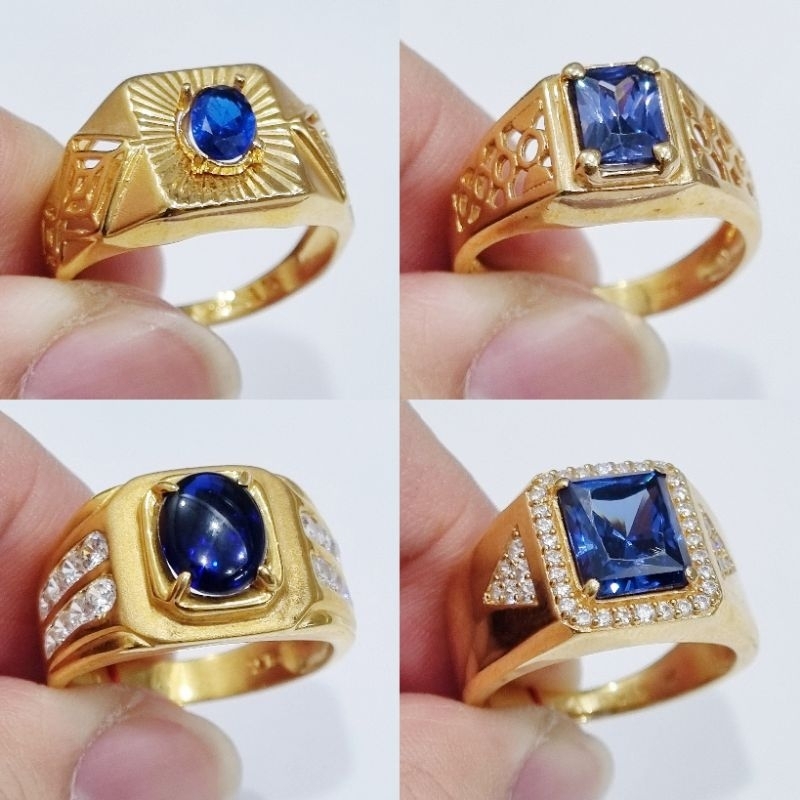 Cincin Pria Emas 16K Mata Biru - PJ