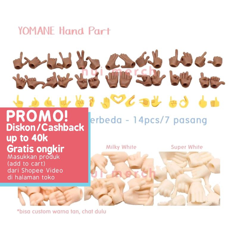 HAND PART untuk ob11 obitsu / Yomane/YMY / BJD Mori / Baby Bell / tozdoll