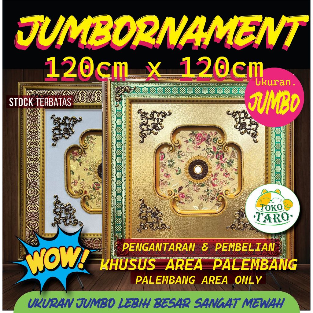 (FREE PALLET) Ornament Lampu Ornamen Plafon PVC Fitting Gypsum 120x120 Ukuran Besar