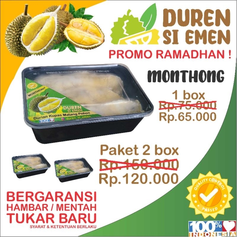 Durian Kupas Montong 500 gr, manis legit PROMO