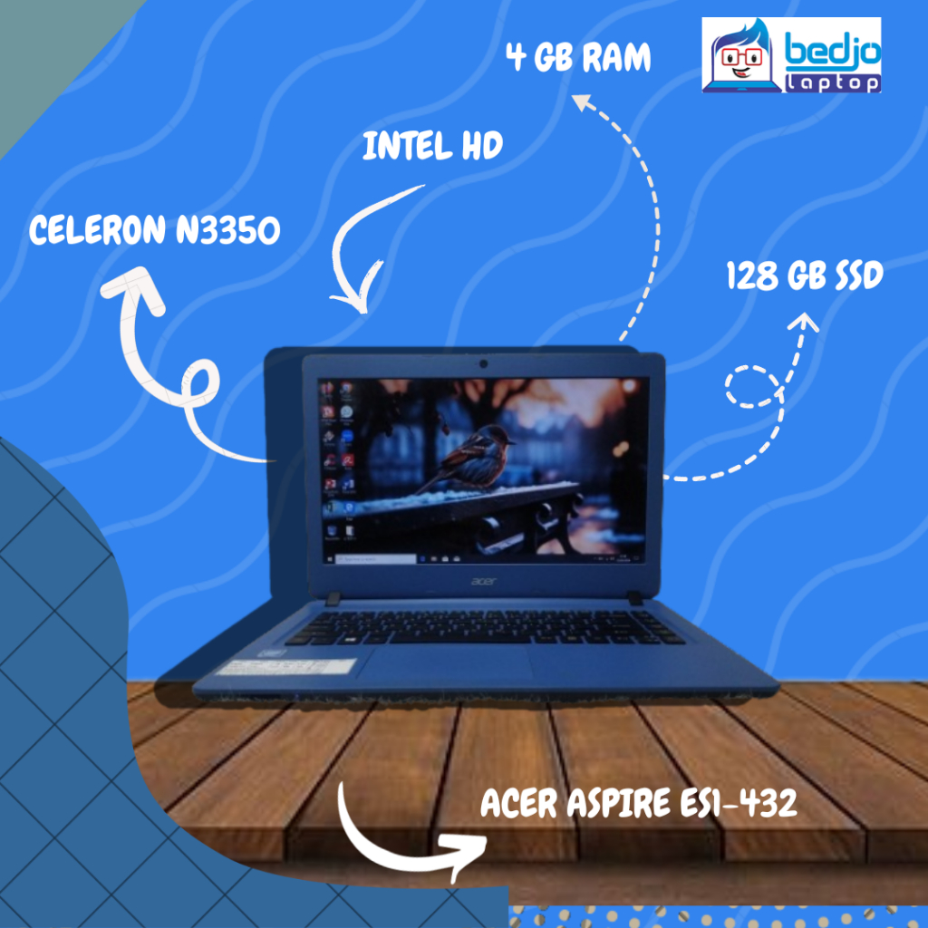 TERMURAH, BEDJO LAPTOP, ACER ASPIRE ES1-432, CELERON N3350, KD BRG 8016, Laptop Acer, Laptop Aspire,