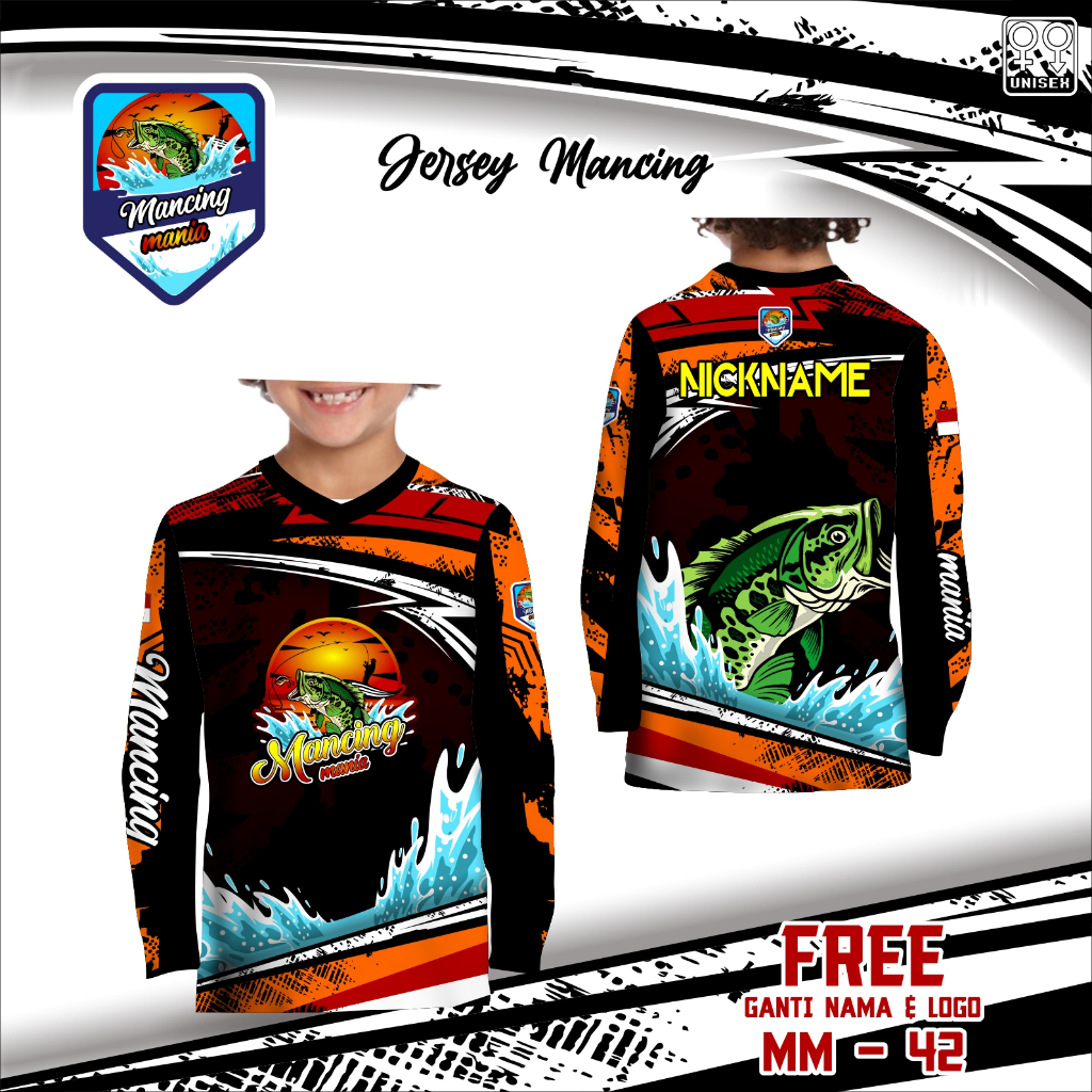 jersey mancing mania anak baju mancing free nama kaos angler baju mancing anak