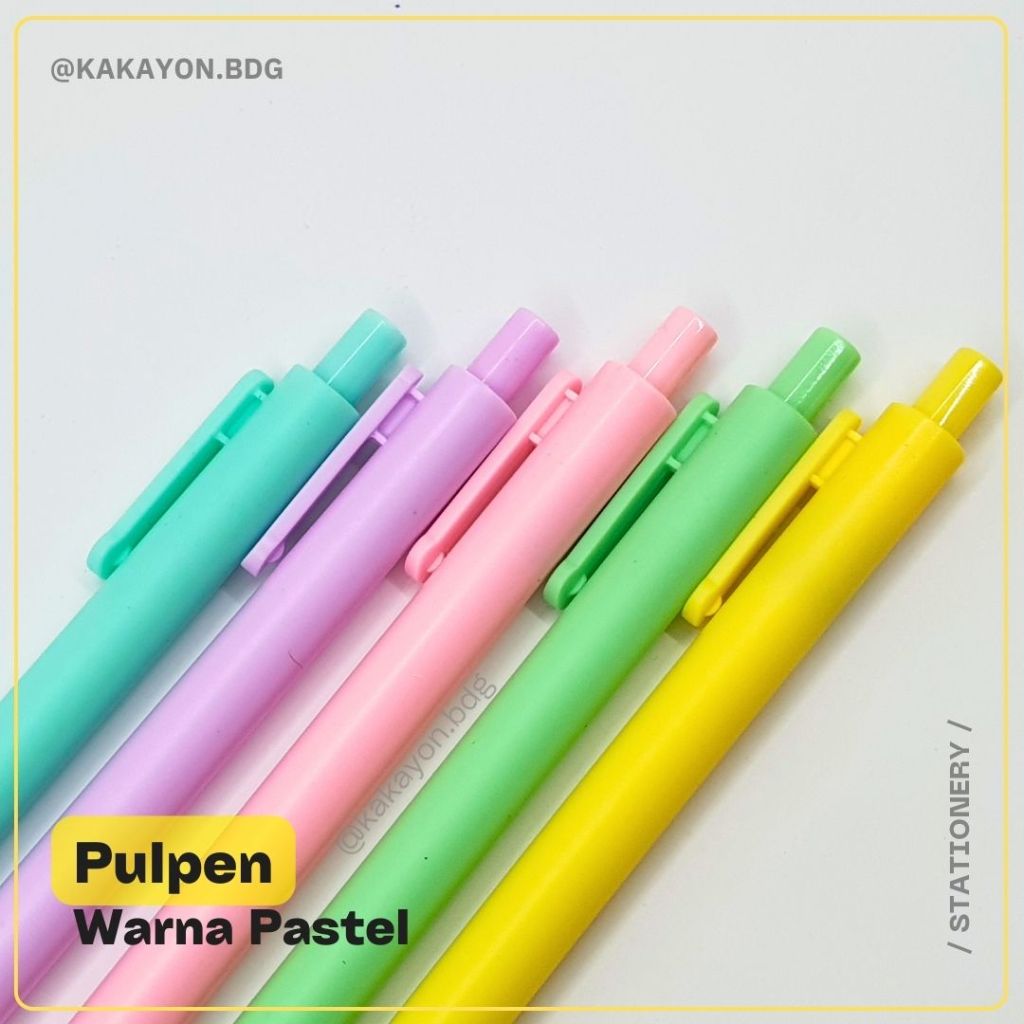 

Pulpen Pena Cetekan Tinta Hitam Cover Warna Warni Pastel