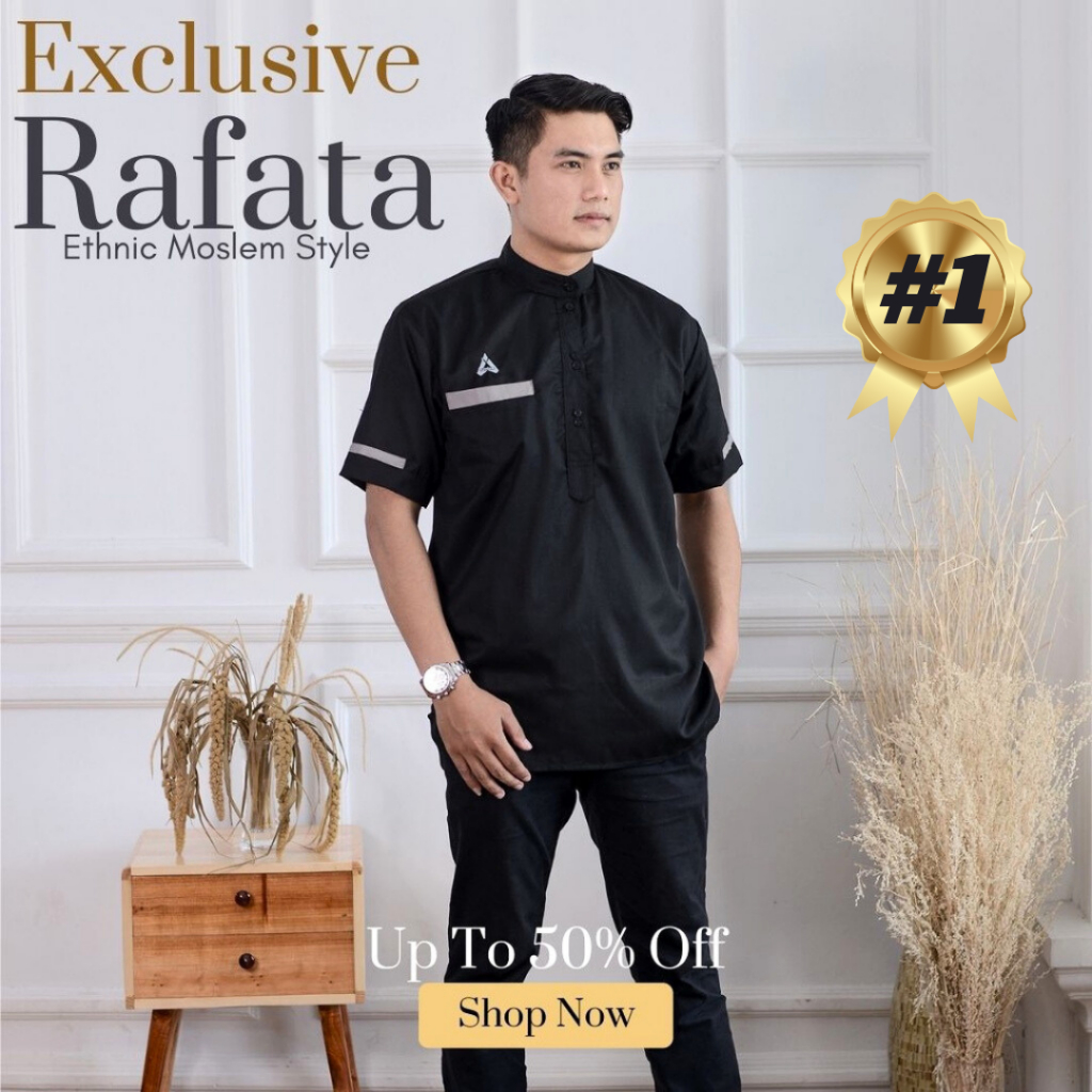 RAFATA BAJU KOKO KURTA PRIA LENGAN PENDEK DEWASA TERBARU KATUN 2022 BRANDED PREMIUM KEKINIAN