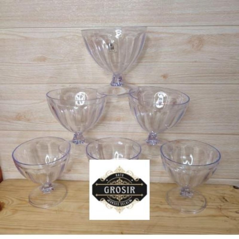 COD-PROMO MURAH HARGA GROSIR 6 PCS GELAS ES TELER/GELAS ES CREAM/GELAS ES BUAH POLI MIKA 450 MILI