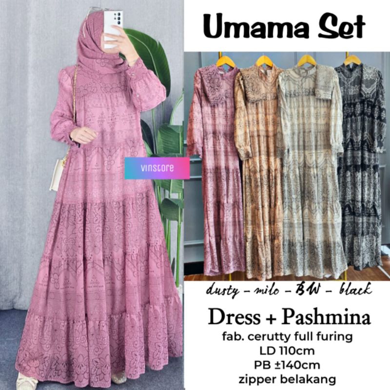Barang Baru|Umama Set||Gamis set scraf|gamis cerutty terbaru|