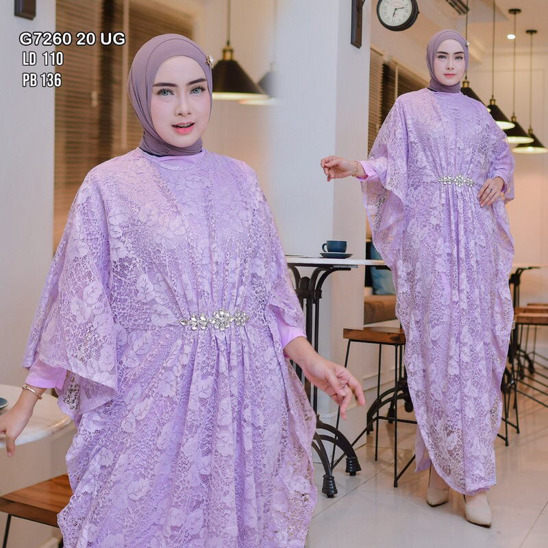 gamis kaftan brukat 0667 khusus warna lilac