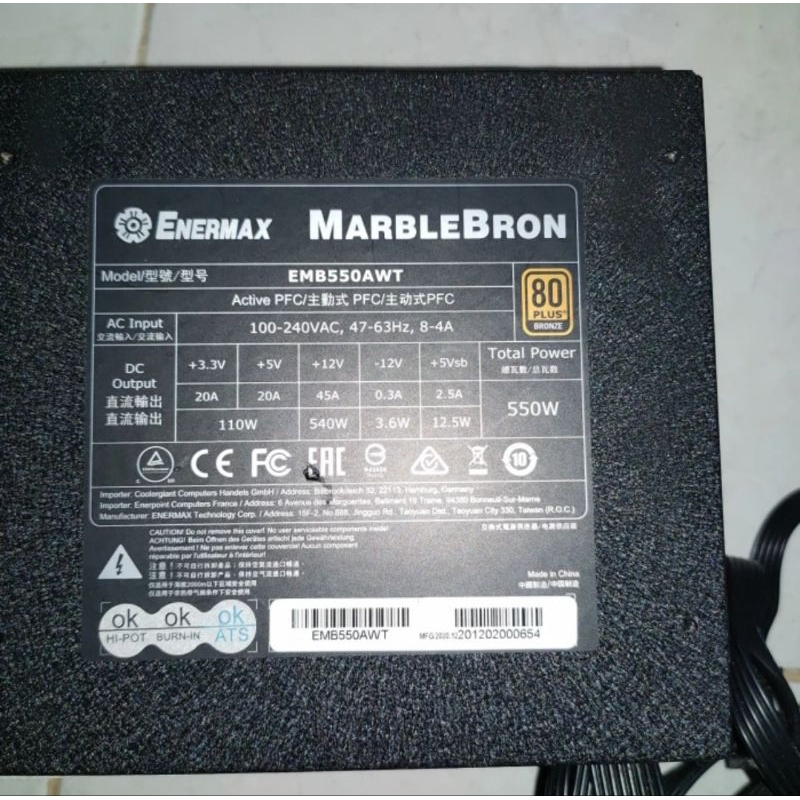 enermax marblebron 550 watt