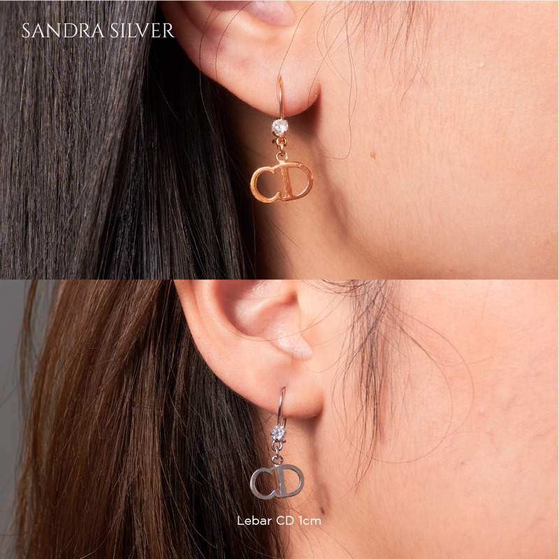 Anting kait dewasa model CD lapis emas perak 925 asli (MOHON BACA DESKRIPSI)
