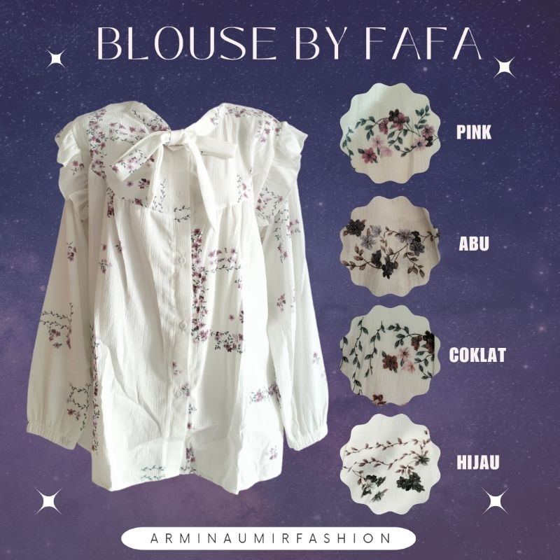BLOUSE WANITA VINTAGE MOTIF BUNGA BY FAFA