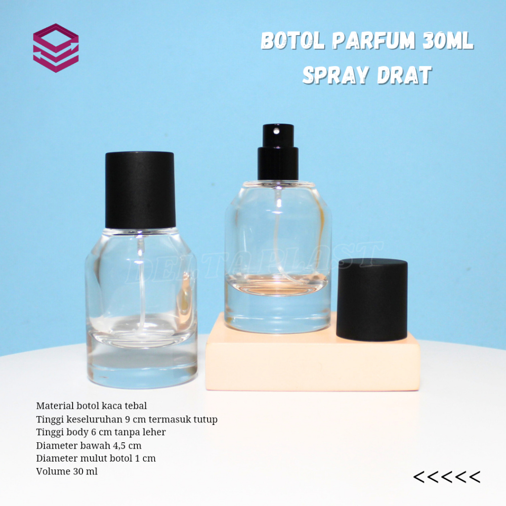 Botol Parfum 30ml spray drat / Botol Kaca Parfum Hertic 30ml spray