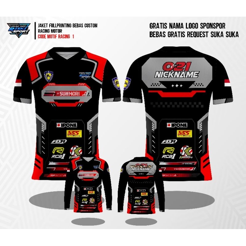 Jersey kaos Team Racing motor Balap Full Printing, Kaos Jersey Team Balap Desain Simple, Bisa Reques