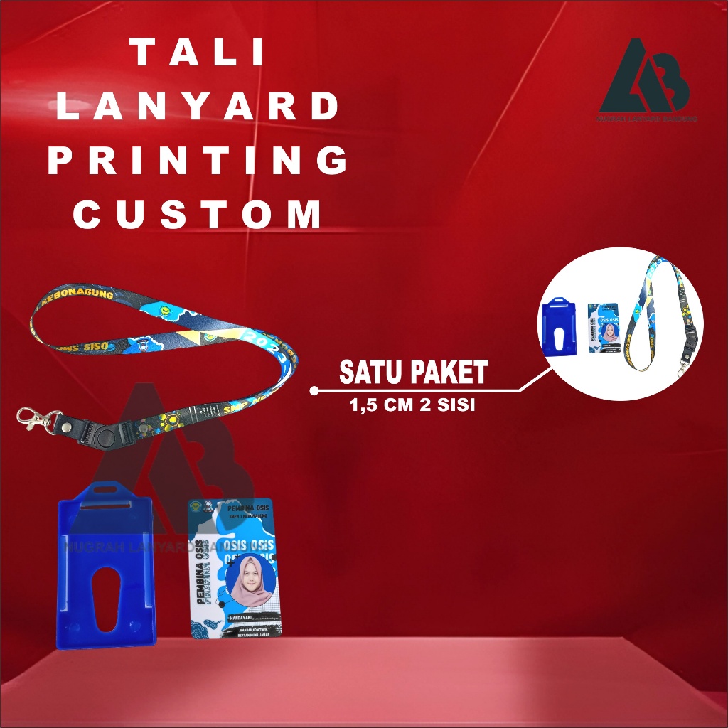 

SATU SET PAKET NAME TAG /CETAK TALI LANYARD PRINT SUBLIM + ID CARD + CASE/SEPAKET LANYARD CUSTOME