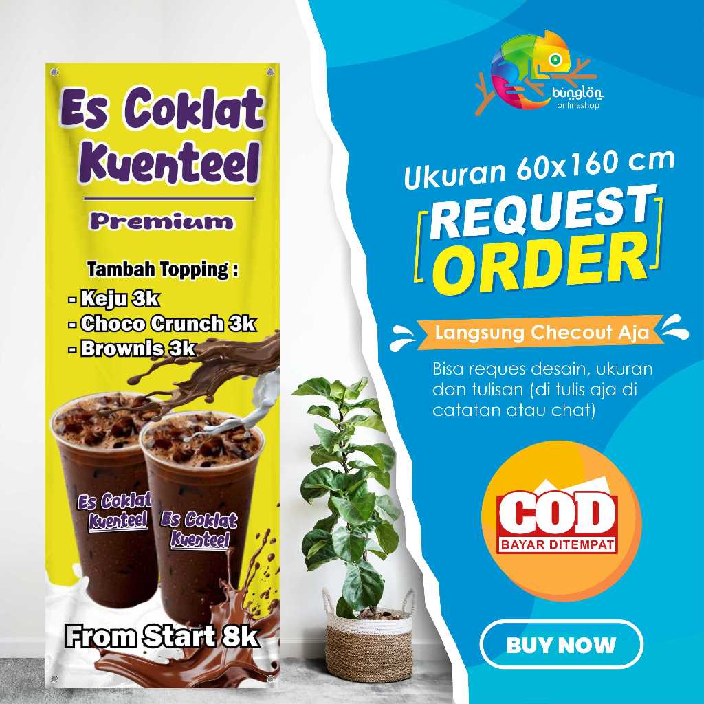 Banner 60x160 Es Coklat Kwentel Custom Desain