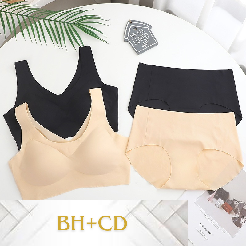 [BH+CD] Set Pakaian Dalam Set Bra Seamless Jepang Olahraga Push Up Bra Full Cup dengan Bahan Es Sutr
