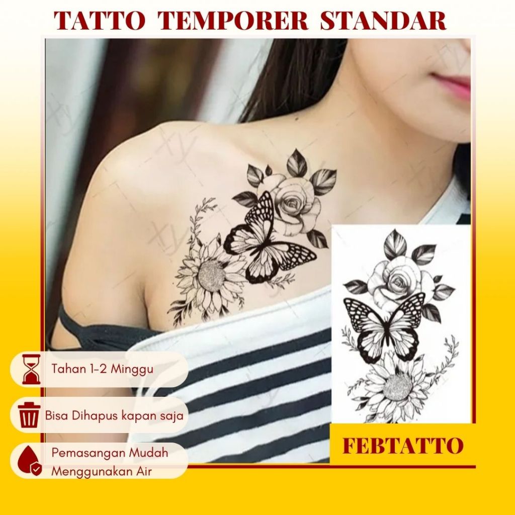 Tato Temporer Ukuran 21cmx11cm Tato Lengan Tato Dada Tato tangan Tato Kaki Tato Punggung Tato Jari  