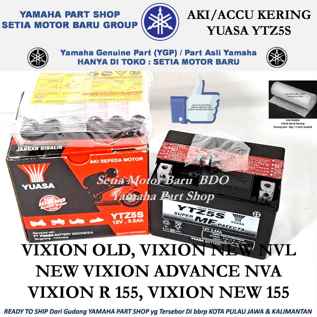 Aki Accu Kering Asli Yuasa Ytz5s Vixion Old All New Vixion NVL Advance NVA R 155
