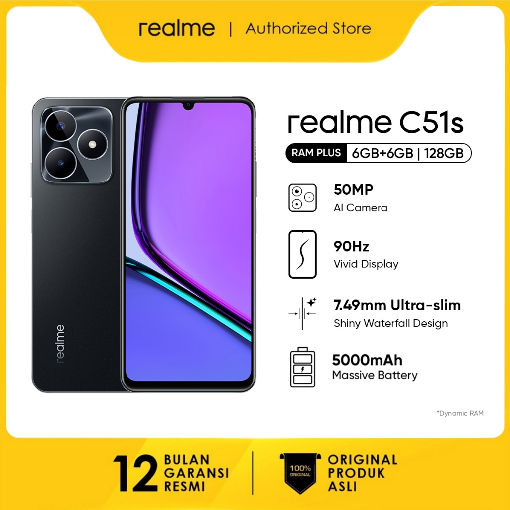 realme C51/C51S   4GB*4GB+128GB | 50MP AI Camera | 33W SUPERVOOC Charge | 5000mAh Massive Battery | 90Hz Display |  Mini Capsule-Black