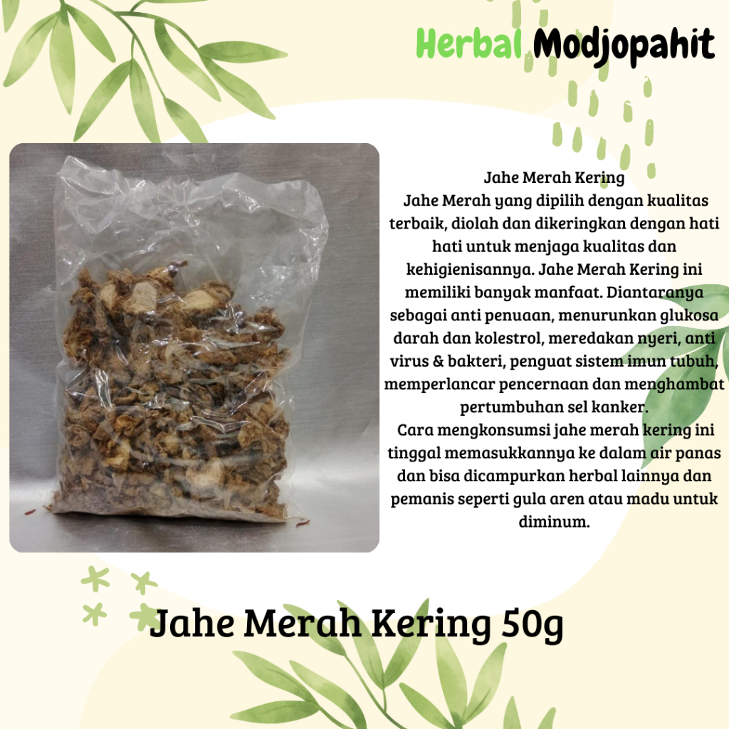 

Jahe Merah Kering 50g Herbal Modjopahit
