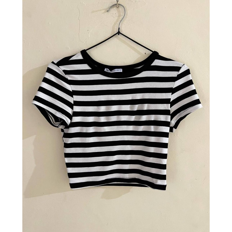 zara crop stripe