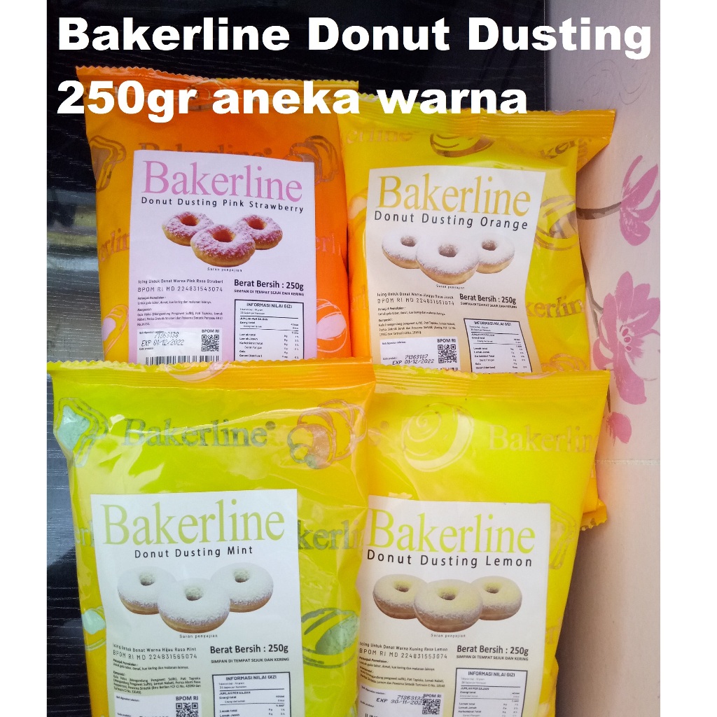 

Bakerline Donat Dusting 250gr Aneka Warna / Gula Tabur