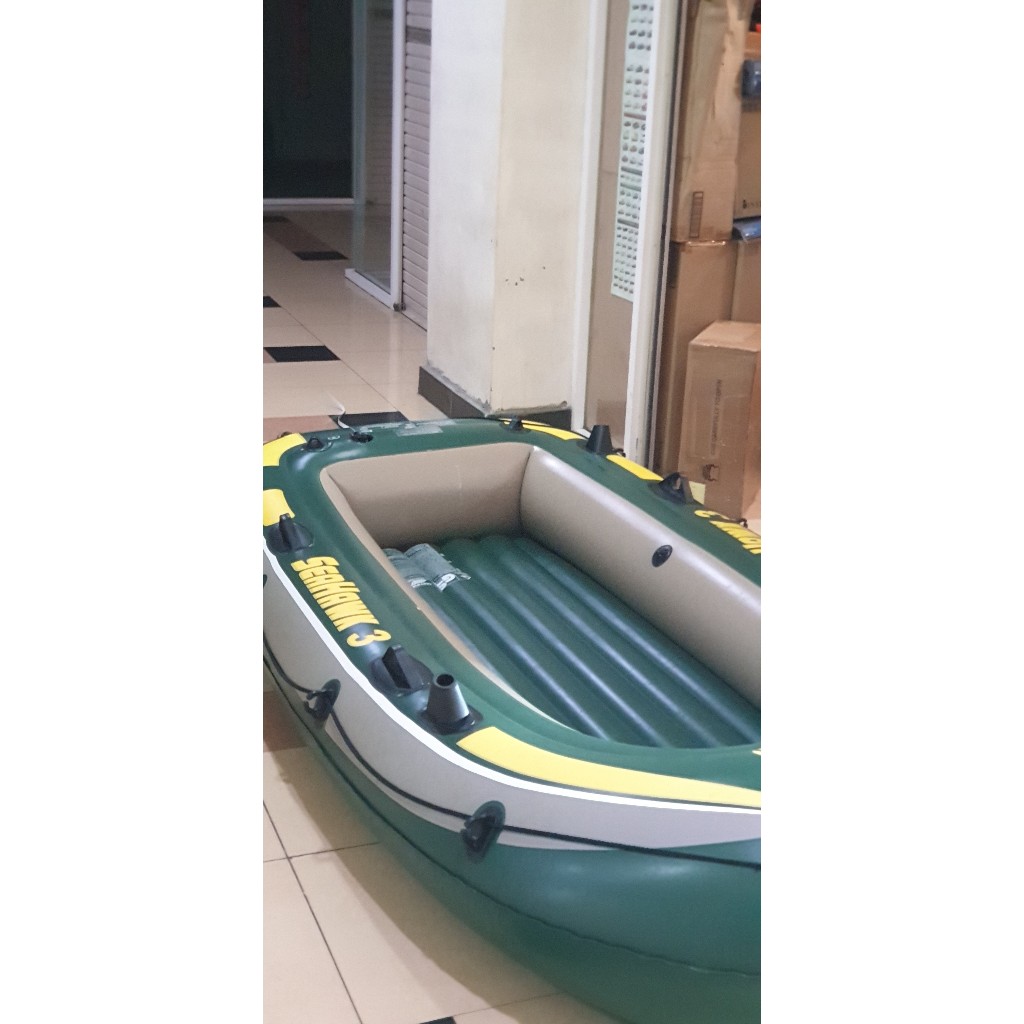 Perahu Karet INTEX SEAHAWK Muat 3 Orang BahanTebel Sama Dayung 2,Pompa