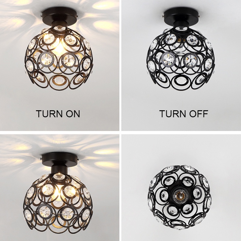 Lampu Kristal Plafon Simple Minimalis Lampu Gantung Kristal Bulat Ceiling Lamp Lampu Plafon Ceiling