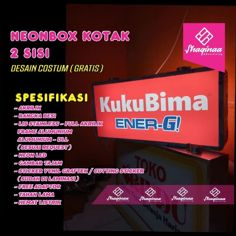 NEON BOX KOTAK 2 SISI CUSTOM DESAIN