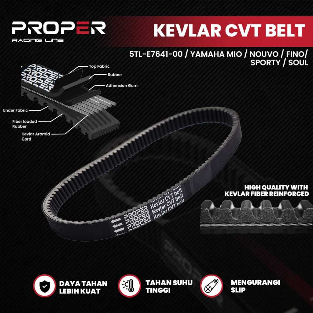 Vanbelt Belt  VBelt Cvt Kevlar Motor Kode 5TL Yamaha MIO Nouvo Fino Sporty Soul
