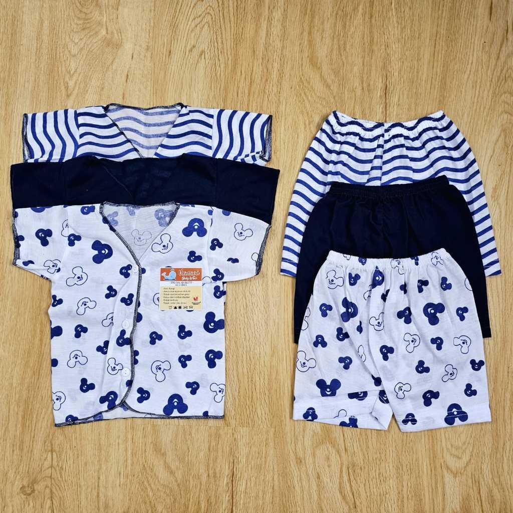 BIG SALE Nanami 1 Setelan Baju Lengan Pendek & Celana Pendek 0-3 Bln (MUSTRAD ,GREY, OLIVE, PINK,
