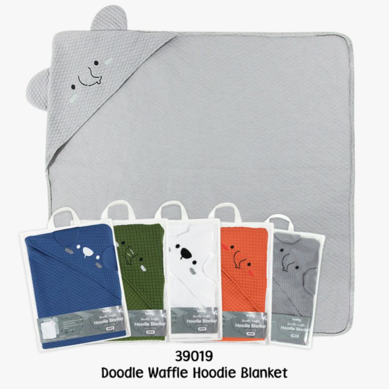 Cuci Gudang  Kiddy Doodle Waffle Hoodie Blanket 39019 / Selimut Doodle Waffle Hoodie / Selimut