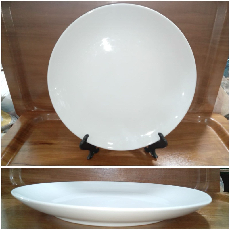 6 Piring Bulan keramik 10,5”| Dinner Plate Porcelain putih polos cafe hotel | Piring makan jumbo nas
