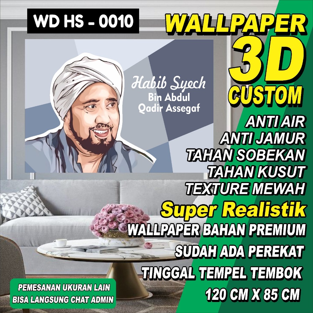 Wallpaper Sticker Dinding Tembok Motif Habib Syech Seri 2 / Wall Stiker Tembok / Stiker Tembok Custo